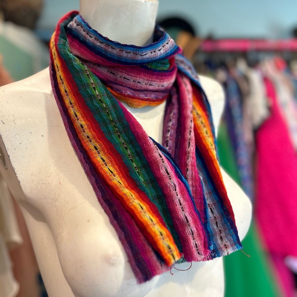 Bright Guatemalan Striped Scarf - Picture 4 of 7